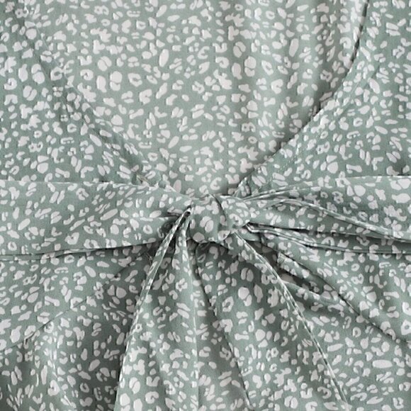 Bohemian flared Open Front Tie Ruffle Hem  Top - Picture 4 of 8